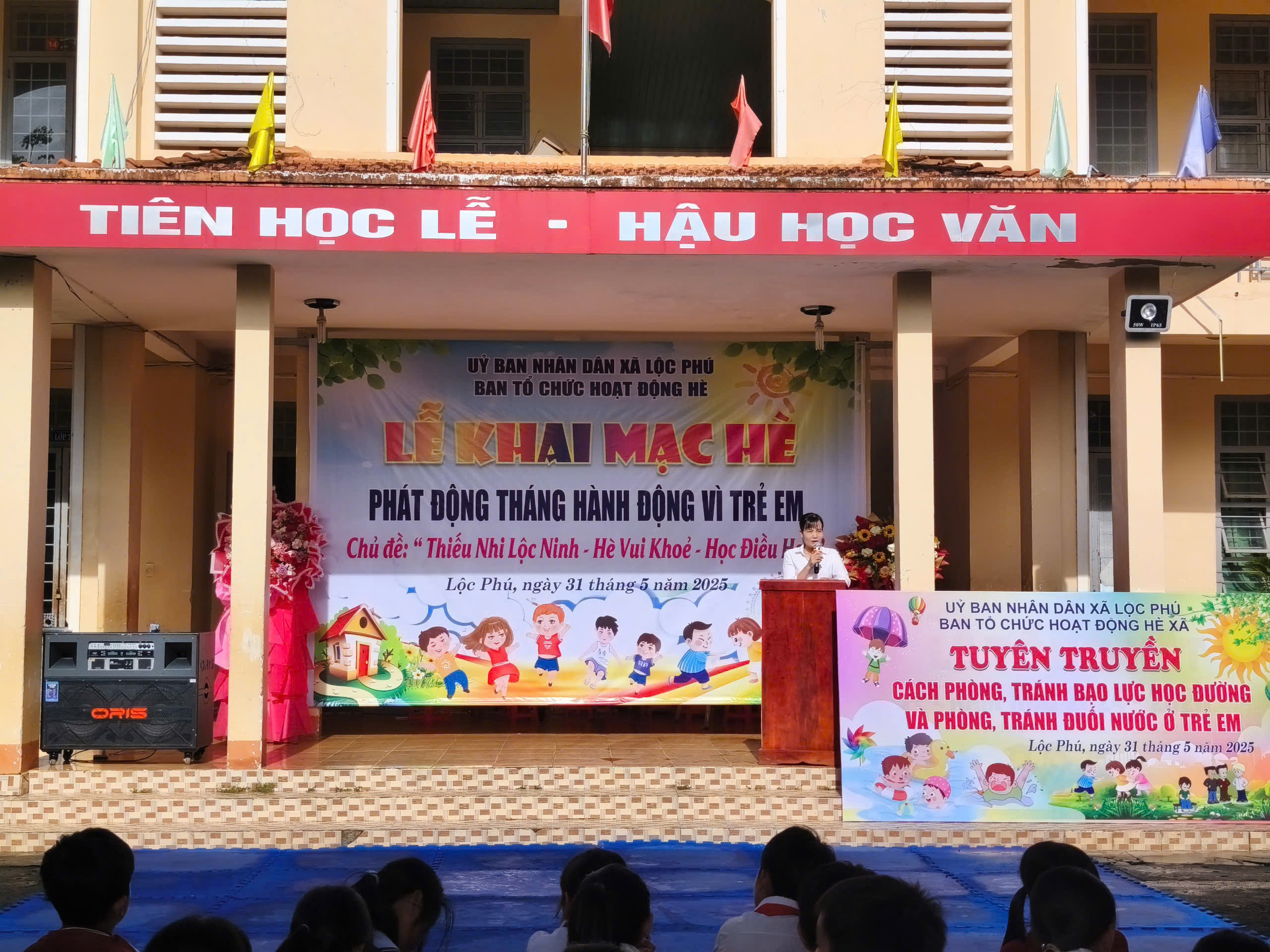 Phát biểu khai mạc hè của bà Vũ Thị Thêu - Phó Chủ tịch UBND xã Lộc Phú
